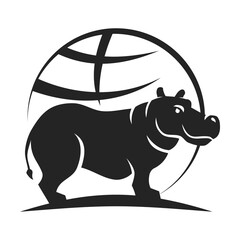 hippopotamus Logo template Isolated. Brand Identity. Abstract Vector graphic
