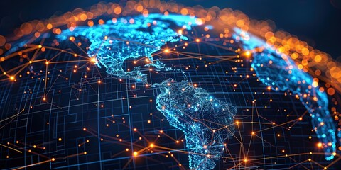 Digital globe showcasing vibrant global connections