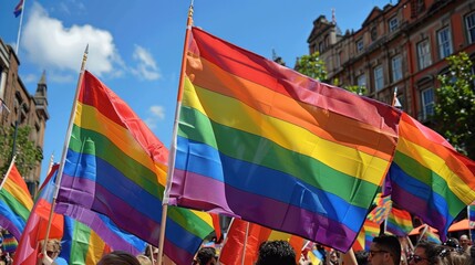 Colorful flags at a pride event