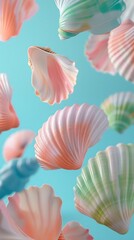 Obraz na płótnie Canvas colorful seashells in the sea. Summer holidays banner. Happy vibes