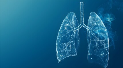 Human lung model with a of disease, A transparent lungs with a blue background, Human lungs concept of healthy lungs - obrazy, fototapety, plakaty