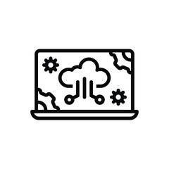 Black line icon for cloud computing
