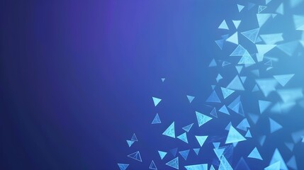 Illustrated background, triangle texture, video play button. Color blue