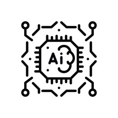 Black line icon for artificial intelligence