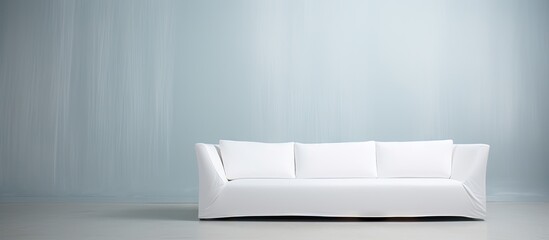 Minimalistic White Couch Embracing Serenity on a Pure White Studio Floor