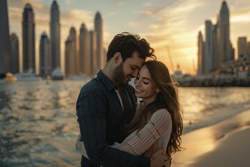 Fototapeta premium Man and Woman Standing by Water
