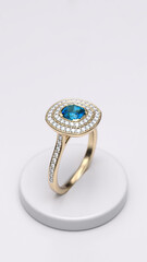  Aquamarine Engagement Ring on Stand