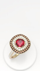 Mogok Ruby Chocolate Diamond Ring