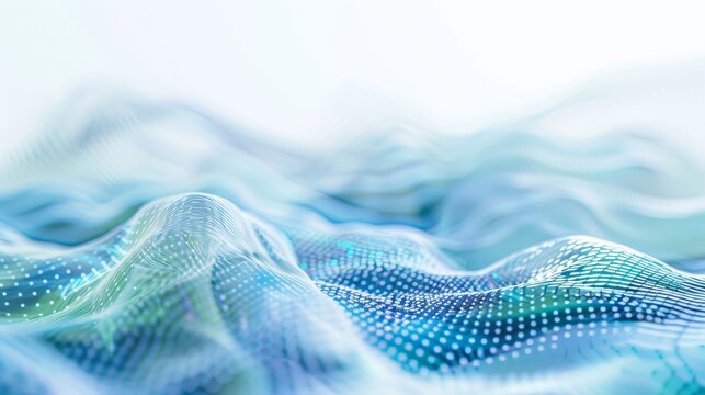 completely white background with some decent fractals of digital waves or forms with datapoints very subtle colors blue and green