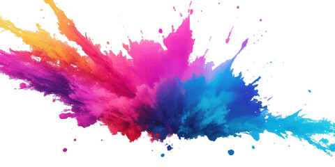 Bright colorful watercolor splash splatter stain brush strokes on white background. Modern vibrant aquarelle spot. Aquarelle explosion on white. Element. Vector watercolor illustration isolated design