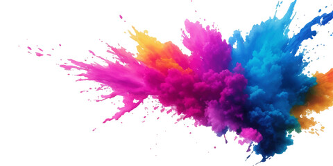 Bright colorful watercolor splash splatter stain brush strokes on white background. Modern vibrant aquarelle spot. Aquarelle explosion on white. Element. Vector watercolor illustration isolated design