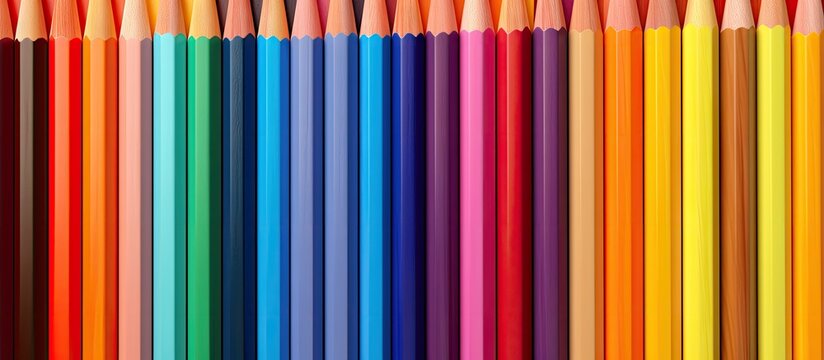 Vibrant Colorful Pencils Forming Abstract Background with Creative Artistic Expression