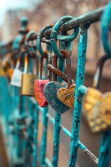 Row of Padlocks Attached to Fence