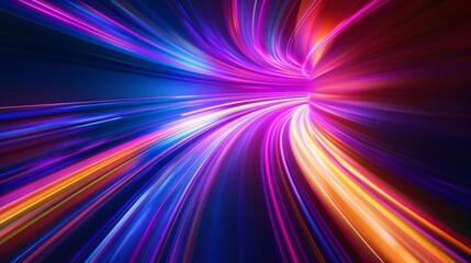 Futuristic abstract light trails: dynamic motion background with curved beams - technology concept