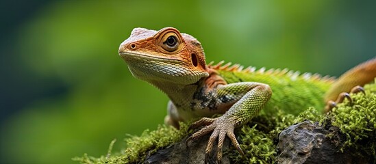Curious Lizard Perched on a Tree Branch in the Wild Observing its Surroundings Intently