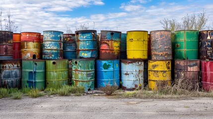 Rows of Barrels Resting on Ground