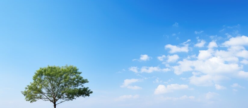 Solitary Tree Stands Tall in Vast Field under Majestic Blue Sky