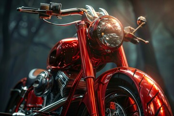 a close up of a red motorcycle