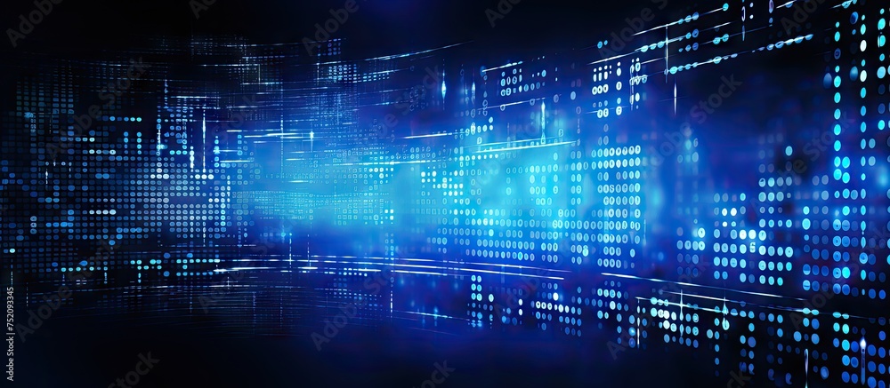 Poster Futuristic Binary Code Programming Background Illuminated with Glowing Lights
