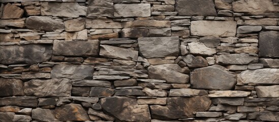 Fototapeta premium Curious Black Cat Perched on Ancient Stone Wall Observing Surroundings