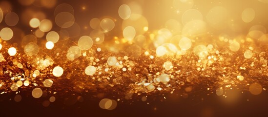 Elegant Golden Glitter Background Illuminated with Sparkling Glamour and Luxury - obrazy, fototapety, plakaty