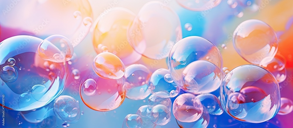 Poster Vibrant Soap Bubble Abstract Background with Colorful Textured Surface