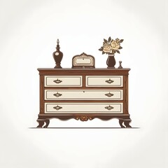 Vintage dresser isolated on a white background