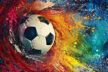 a football ball in a colorful splash