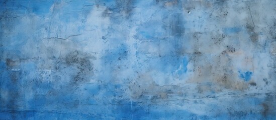 Modern Blue Concrete Wall with Abstract White and Black Painting