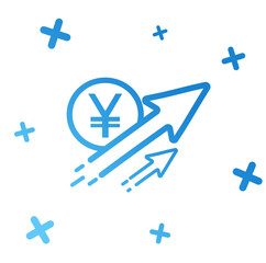 Icons currency lawyer yuan coin arrow on a white background