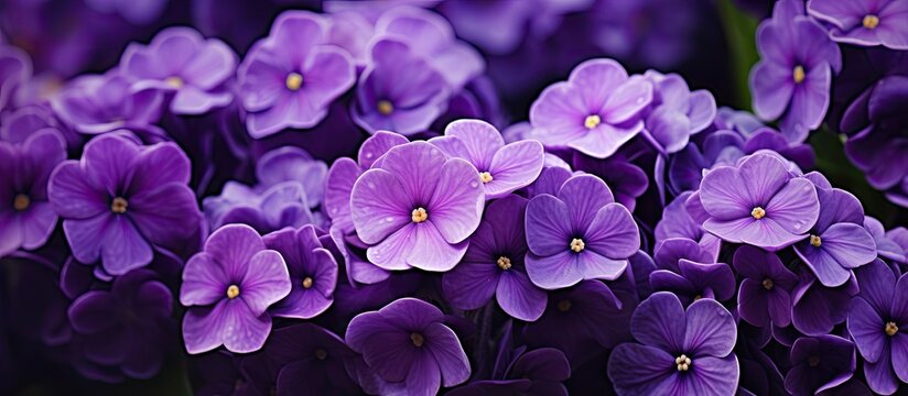Vibrant Purple Polyanthus Flowers creating Stunning Purple Floral Backgrounds