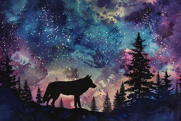 Schilderijen op glas a wolf standing in the woods © Victor
