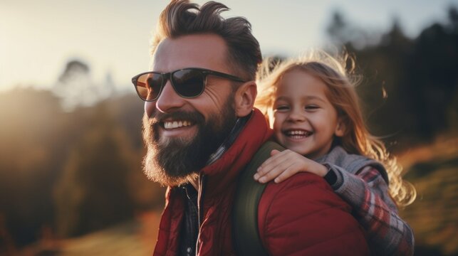 Joyful Fatherhood: Adventure and Laughter in the Golden Light. Generative ai