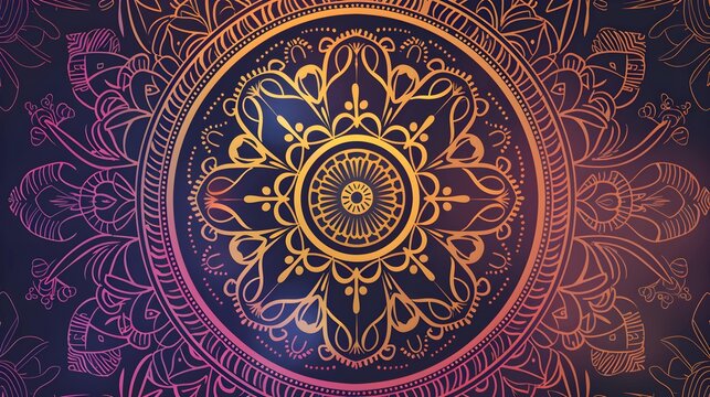 mandala colorful vintage art, ancient Indian vedic background design, old painting texture with multiple mathematical shapes