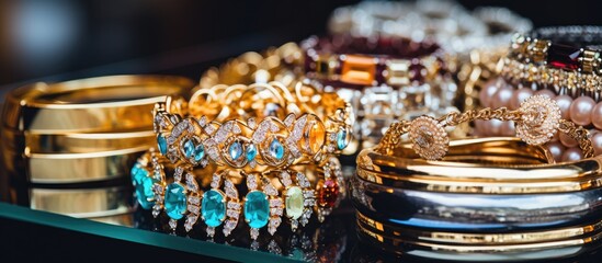 Elegant Display of Exquisite Jewelry Pieces in a Charming Boutique Setting