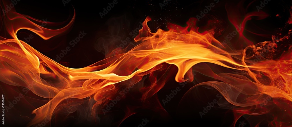 Poster Dynamic Fire Flames Creating a Spectacular Display on a Mysterious Black Background