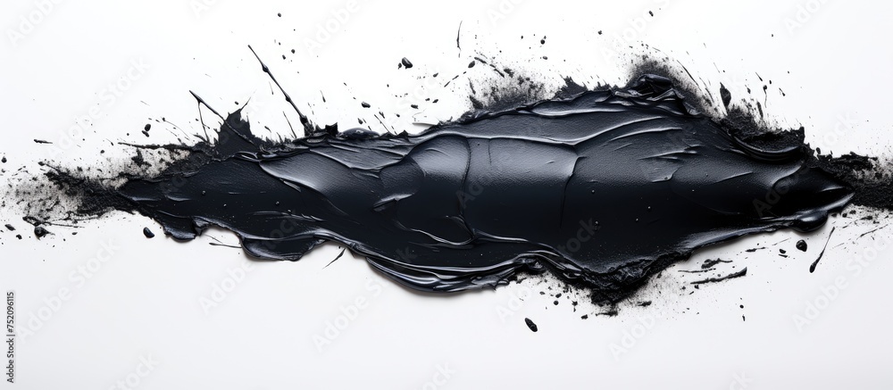 Poster Dynamic Black Paint Splashs Creating Abstract Art on White Background