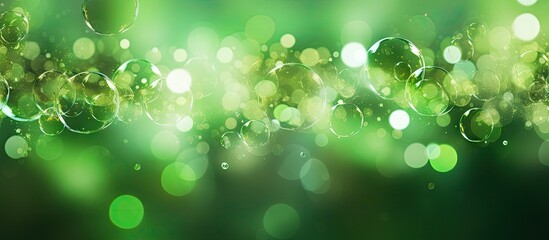 Fototapeta premium Enchanting Green Bokeh Lights Background Illuminating with Tranquility and Elegance