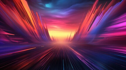 3d Beautifull Wallpaper Background Abstract Multi Colored Light Trail In The Tunnel In The Style of Dark