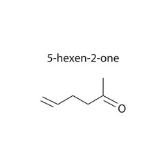 5-hexen-2-one skeletal structure diagram.volatile compound molecule scientific illustration on white background.