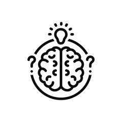 Black line icon for brainstorming