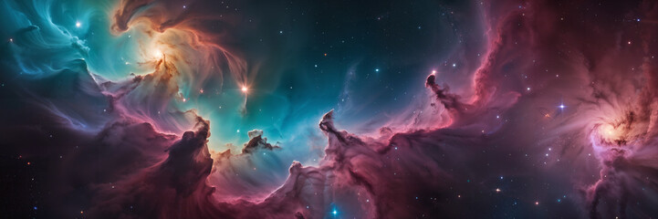 Colorful space galaxy, supernova nebula background - obrazy, fototapety, plakaty