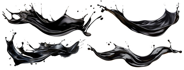 Plakaty  Set of black oil splashes cut out