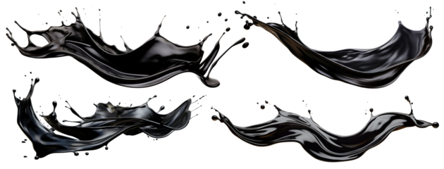 Set of black oil splashes cut out