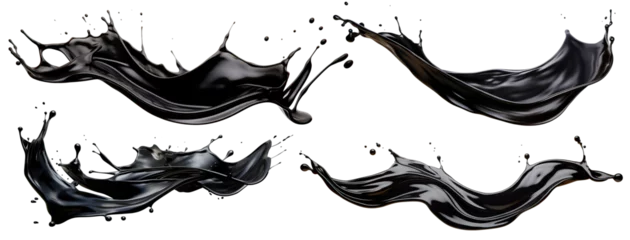 Fototapeten Set of black oil splashes cut out © Yeti Studio