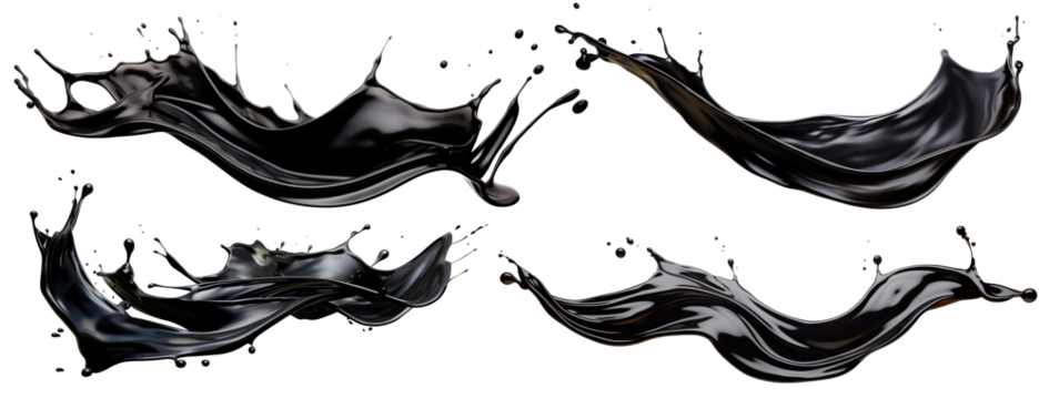 Set of black oil splashes cut out