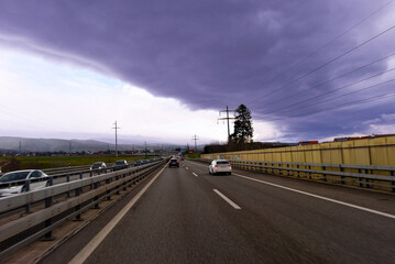 A1 bei Nyon Richtung Lausanne (Schweiz)  