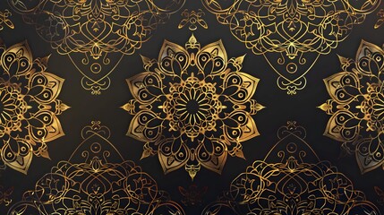 Ornamental luxury mandala pattern background with royal golden arabesque pattern Arabic Islamic east style. Traditional Turkish, Indian motifs. Great for fabric and textile - obrazy, fototapety, plakaty
