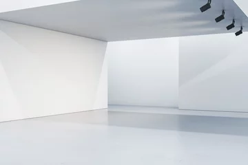 Behang White gallery interior with mock up place on walls. 3D Rendering. © Who is Danny