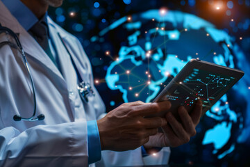 Medical AI technology, online health, global health network - 752102775